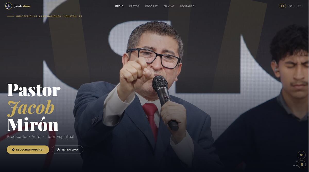 Sitio web de Jacob Miron, Sitio de una sola pagina, disenado por Medios Corporativos