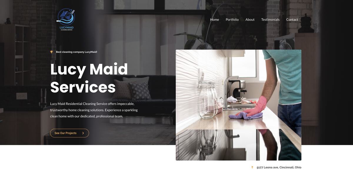 Sitio web de Lucy Maid Services, Servicios de limpieza, disenado por Medios Corporativos
