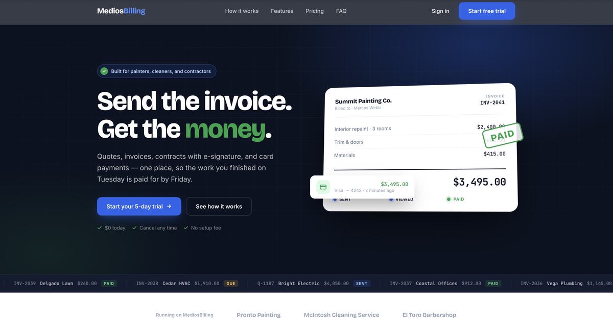 Sitio web de MediosBilling, Facturacion y CRM, disenado por Medios Corporativos