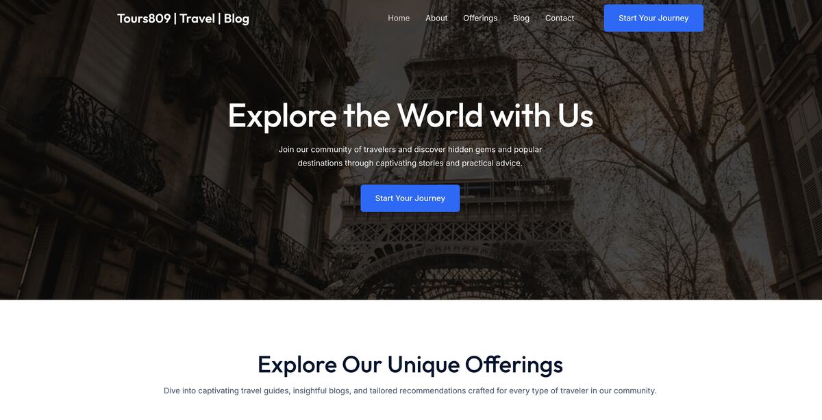 Sitio web de Tours 809, uno de los proyectos de Medios Corporativos